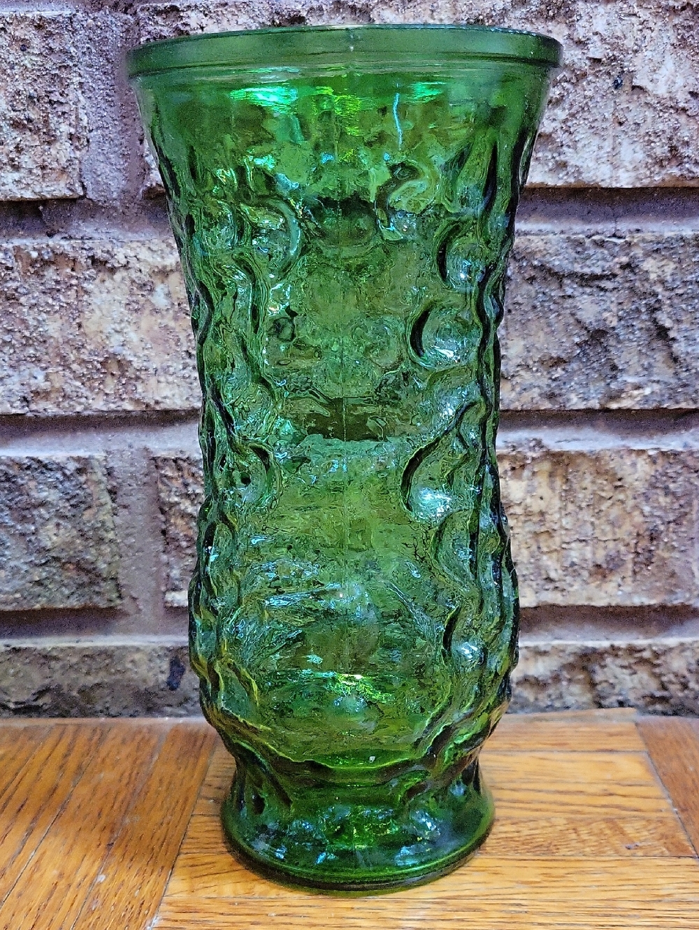Hoosier Green Textured Glass Vase 8.5 Inch Tall